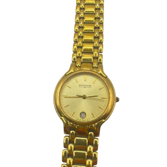 Wittnauer Gold Tone Men's Watch Swiss Made SW2586 Round Two Tone Working - Picture 3 of 7
